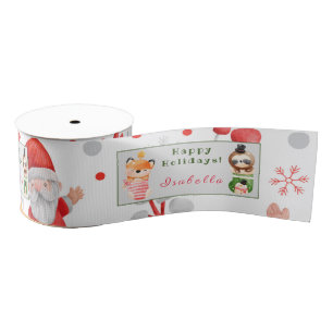 Sloths and Fox Customize Text and Name Grosgrain Ribbon