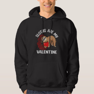 Sloths Are My Valentine Lazy Sloth Holding Heart L Hoodie
