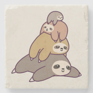 Sloths background stone coaster