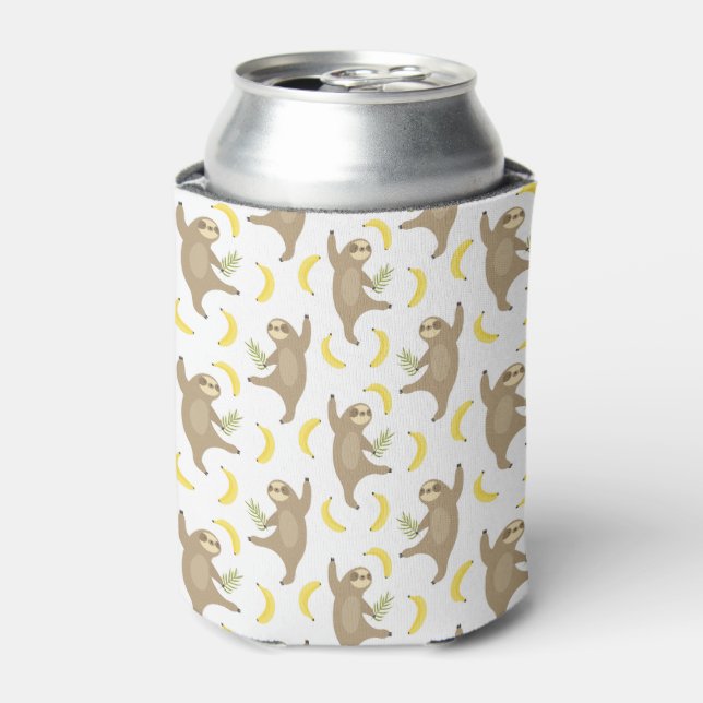 Sloths & Bananas Pattern Can Cooler (Can Front)