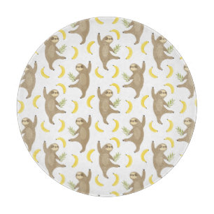 Sloths & Bananas Pattern Cutting Board