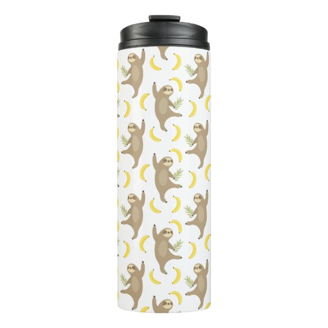 Sloths & Bananas Pattern Thermal Tumbler (Front)