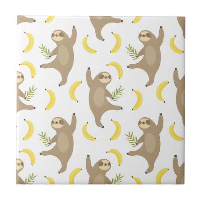 Sloths & Bananas Pattern Tile (Front)