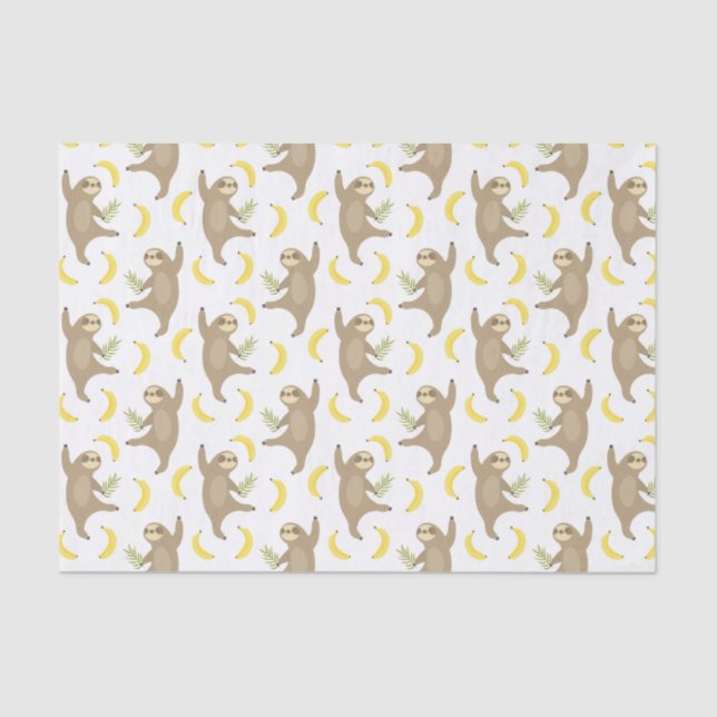 Sloths & Bananas Pattern Tissue Paper (Front)