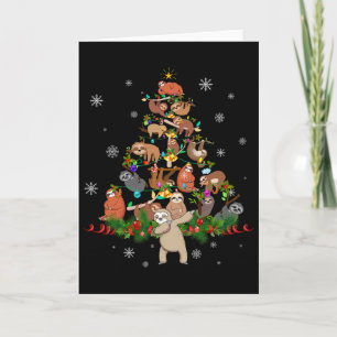 Sloths Christmas Tree Lights Fun Sloths Xmas Gift  Card