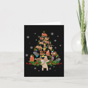 Sloths Christmas Tree Lights Fun Sloths Xmas Gift Card