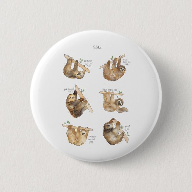 Sloths Classic  2 Inch Round Button (Front)