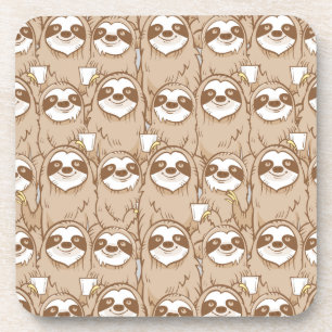 Sloths & Coffee Pattern Coaster