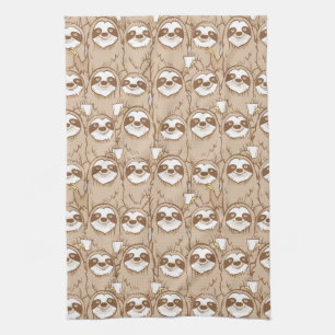 Sloths & Coffee Pattern Kitchen Towel