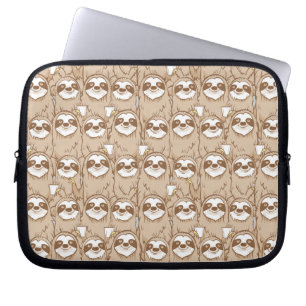 Sloths & Coffee Pattern Laptop Sleeve