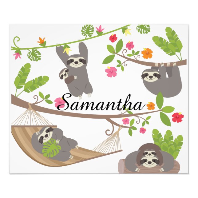 Sloths Custom Personalized Name Photo Print (Front)
