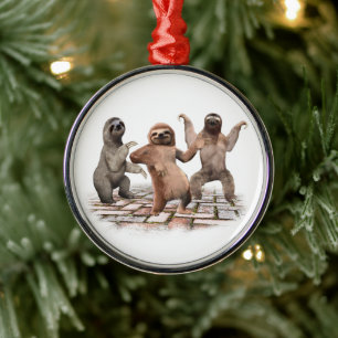 Sloths Dancing Funny Cute Gifts For Animal Lovers Metal Ornament