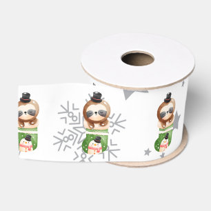 Sloths Holidays Customize Grosgrain Ribbon