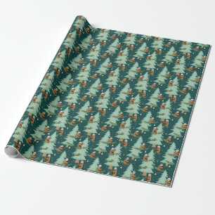 Sloths in Christmas Trees Wrapping Paper