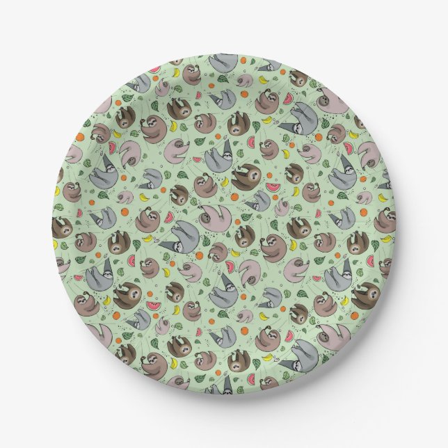 Sloths in Green Paper Plate (Front)