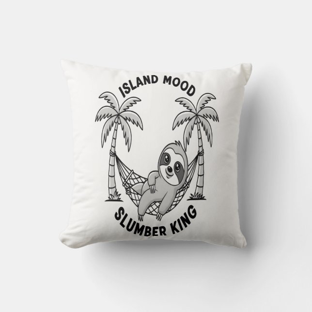 Sloth's Island Throw Pillow (Front)