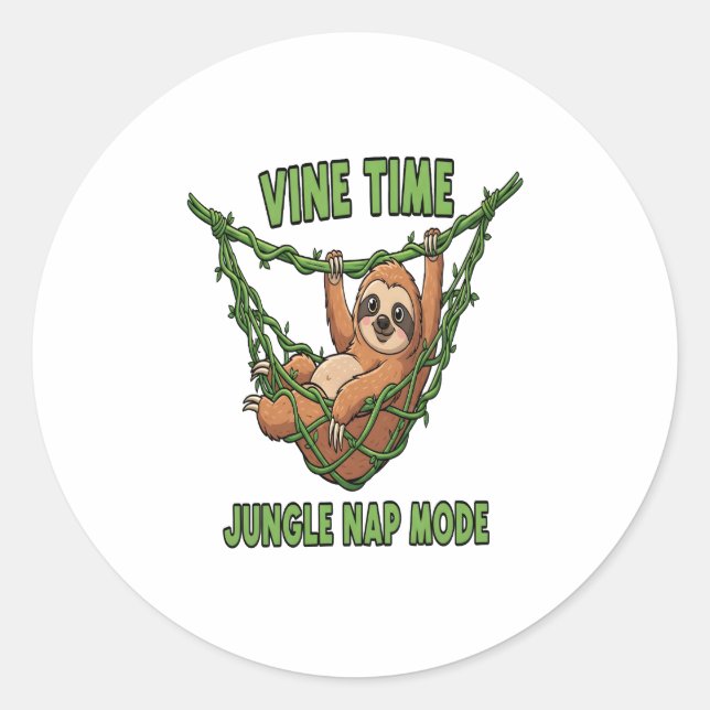 Sloth's Jungle Nap Classic Round Sticker (Front)