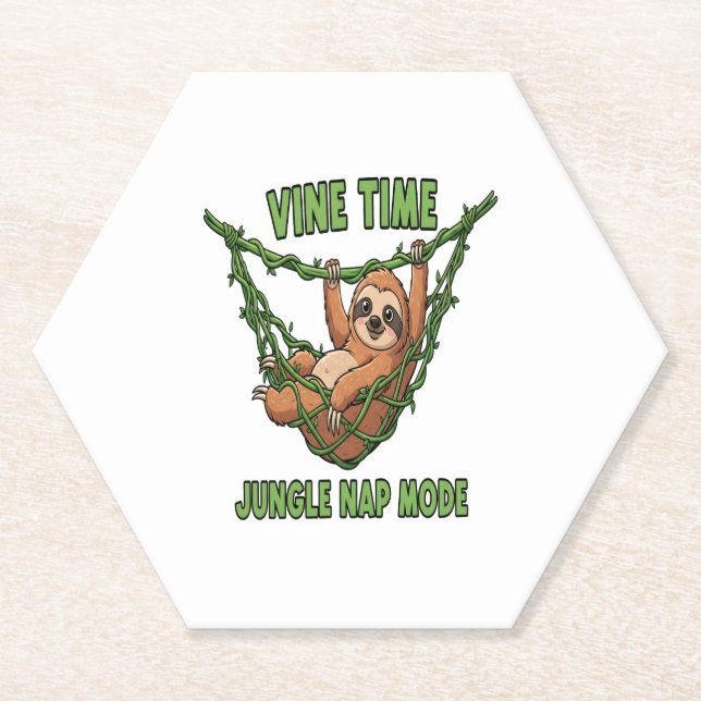 Sloth's Jungle Nap Paper Coaster (Front)