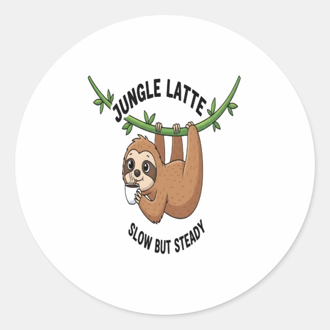 Sloth's Morning Coffee Classic Round Sticker (Front)