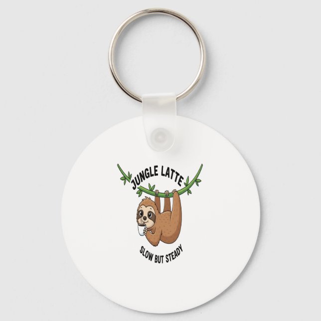 Sloth's Morning Coffee Keychain (Front)