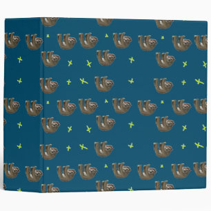 sloths pattern on blue binder