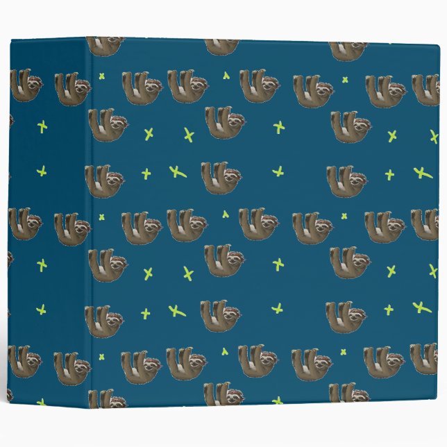 sloths pattern on blue binder (Front/Spine)