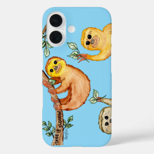 Sloths Say Slow Down iPhone 16 Case