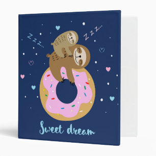 Sloths sleeping on doughnuts 3 ring binder