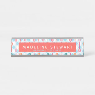 Slotted Spoons and Gingham Whimsical Personalized Desk Name Plate