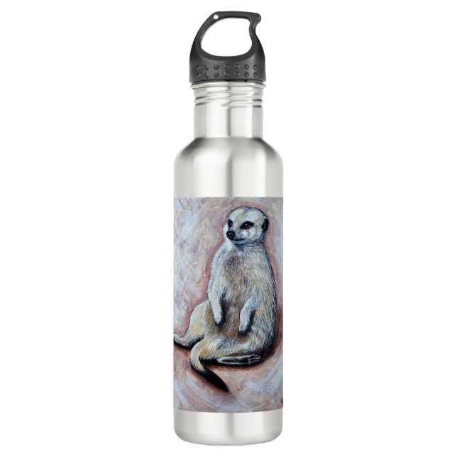 Slouchy Meerkat Painting 710 Ml Water Bottle (Front)