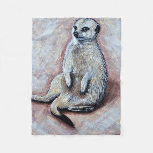 Slouchy Meerkat Painting Fleece Blanket