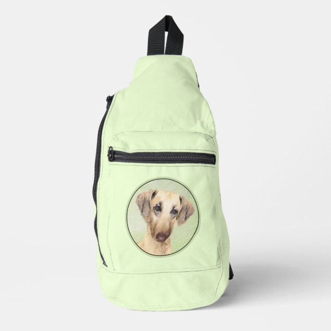 Sloughi Painting Golden Sand Cute Original Dog Art Sling Bag (Front)