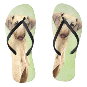 Sloughis Painting - Cute Original Dog Art Flip Flops