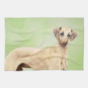 Sloughis Painting - Cute Original Dog Art Kitchen Towel