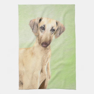Sloughis Painting - Cute Original Dog Art Kitchen Towel