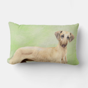 Sloughis Painting - Cute Original Dog Art Lumbar Pillow