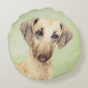 Sloughis Painting - Cute Original Dog Art Round Pillow