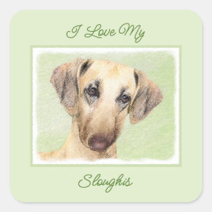 Sloughis Painting - Cute Original Dog Art Square S Sticker