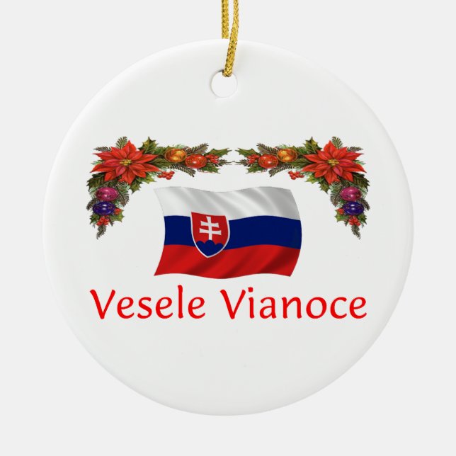 Slovak Christmas Ceramic Ornament (Front)