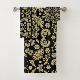 Slovak Country Folk Art Bath Towel Set