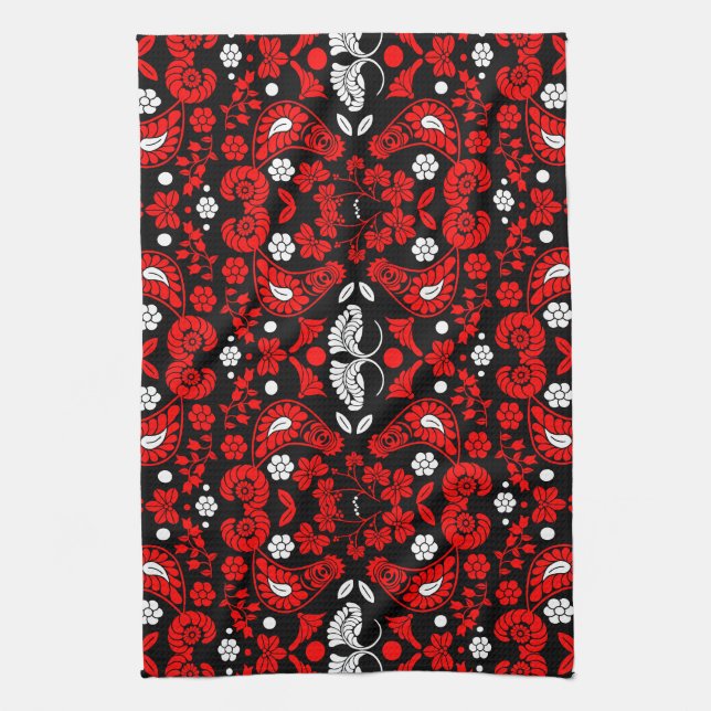 Slovak Country Folk Art Kitchen Towel (Vertical)