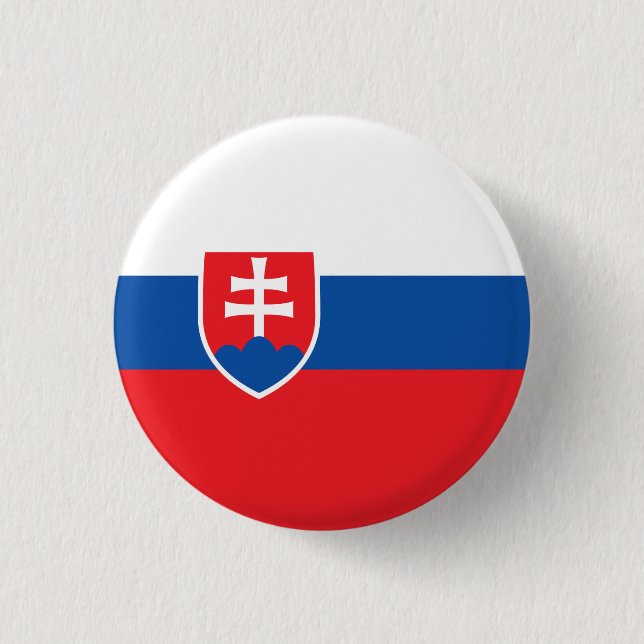 Slovak Flag, Flag of Slovakia 1 Inch Round Button (Front)