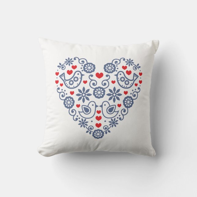 Slovak Folk Pattern Throw Pillow (Front)