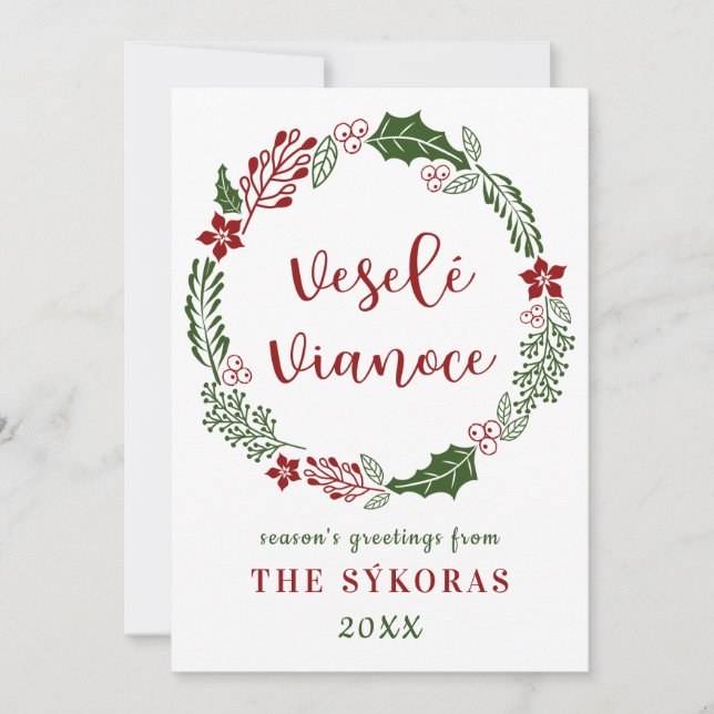 Slovak Merry Christmas, Custom Holiday Card (Front)