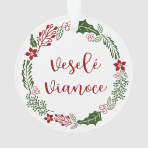 Slovak Merry Christmas Wreath, Veselé Vianoce Ornament