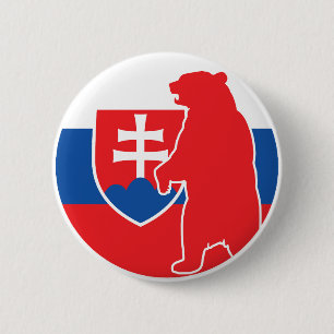 Slovakia Bear Slovak National Animal Flag 2 Inch Round Button