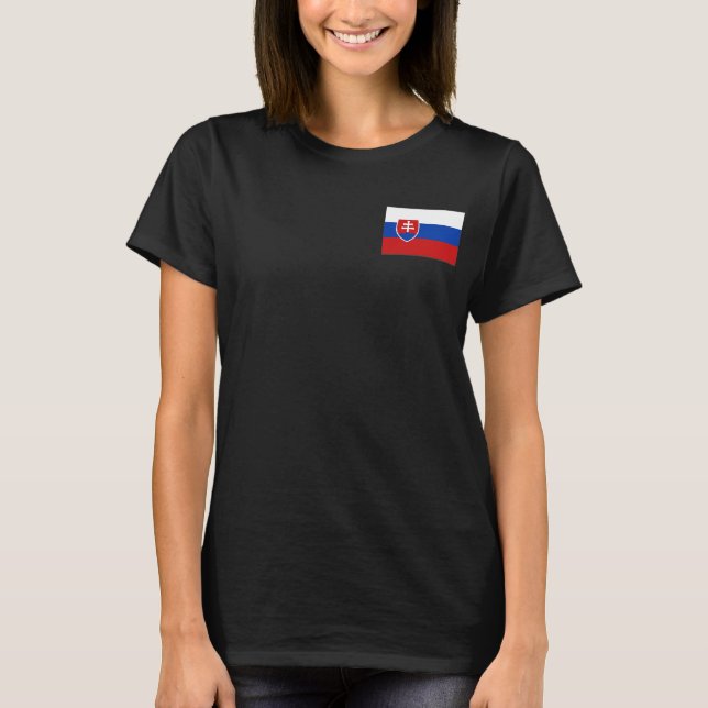 Slovakia Flag and Map dk T-Shirt (Front)