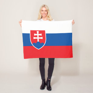 Slovakia Flag Fleece Blanket