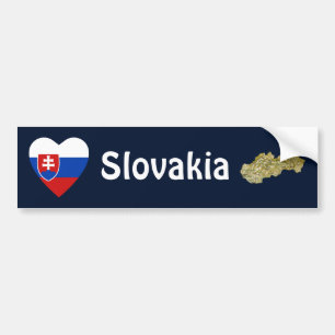 Slovakia Flag Heart + Map Bumper Sticker