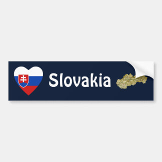 Slovakia Flag Heart + Map Bumper Sticker